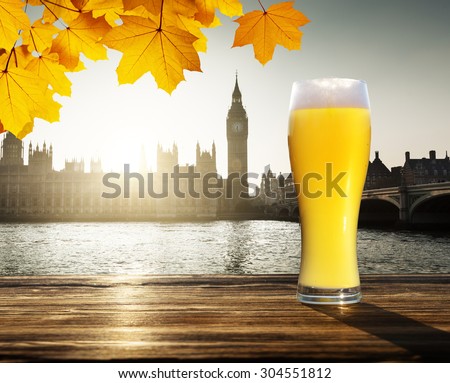 fresh  unfiltered beer and Westminster, London, UK