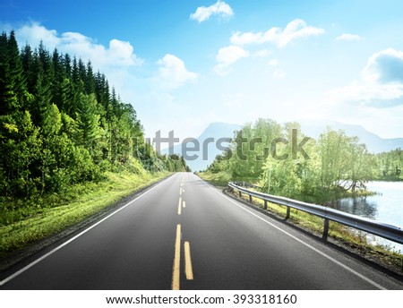 summer road in mountain,  Norway