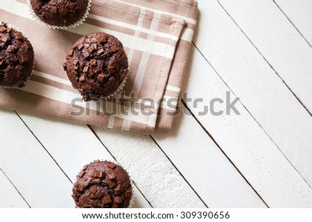 Just Baked Chocolate Muffins On Rag