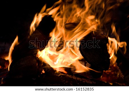 Small fire in a camp at night