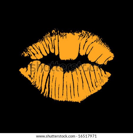 kissing lips vector. orange kiss lips Vector
