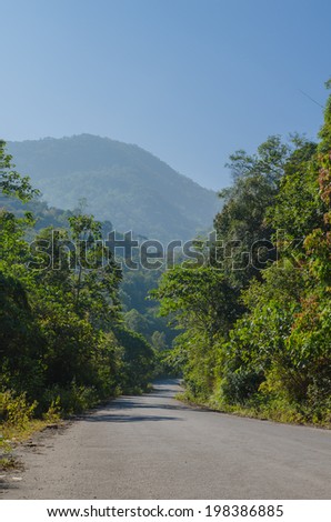 The road to mountain in dry evergreen forest at Tak Thailand