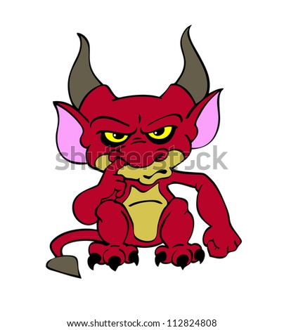 Hand drawn cartoon goblin/Halloween Goblin Red