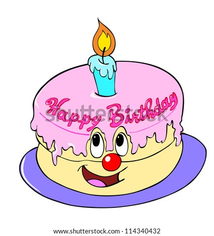 Happy Birthday Cake Pictures on Hand Drawn Cartoon Of A Cake Happy Birthday Cake Stock Photo 114340432