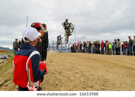 MONCHEGORSK, RU - June 28: on a motor-line has passed Motocross - 3-rd stage of regional championship., June 28, 2008