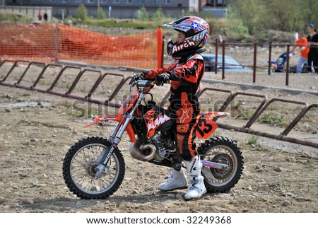 MONCHEGORSK, RUSSIA, JUNE 14: Motorcross racers get ready to start the 2nd stage of the championship race called 