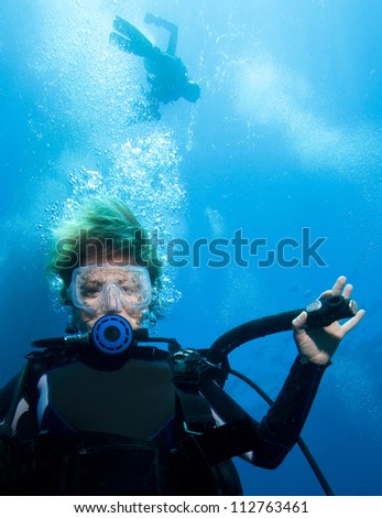 Woman scuba diver