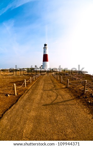 Portland Bill lighthouse in the early morning light.