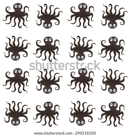 Cute watercolor octopus seamless pattern on a white background