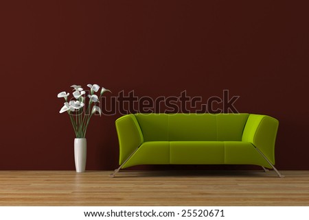 Modern purple sofa with calla lily