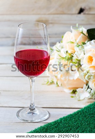 Glasses set with dinner table,dinner table with rose