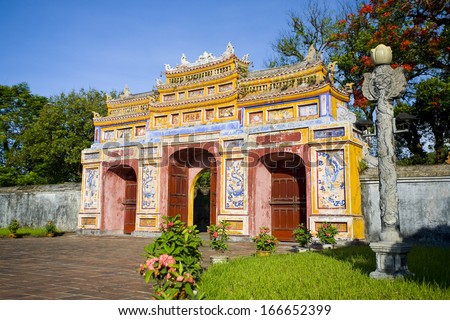 Gate to the Dien Tho Palace inside the Hue citadel, Hue, Vietnam
