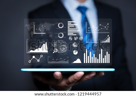Data analytics report and key performance indicators on information dashboard for Business strategy and business intelligence.