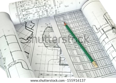 A picture of several design drawings which depict engineering solutions/The drawings and  number
