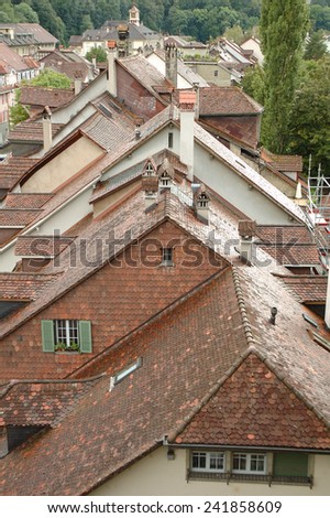 Bern, Switzerland - August 15, 2014: Roofs and buildings in Bern, Switzerland.