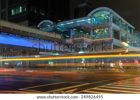 Night view of Daan MRT station in Taipei, Taiwan