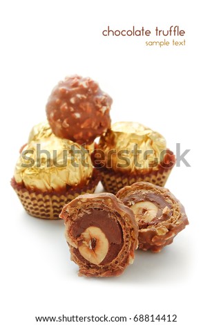 Chocolate truffle with nuts inside