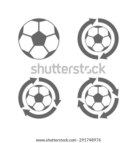 Soccer ball icon with arrows. A lot of things are moving around a soccer sport.