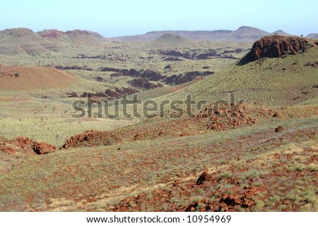 High angle shot of an arid rolling landscape. Australia.