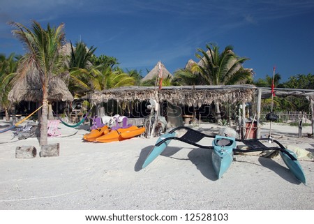 Rent a boat on the beach. Playa del Carmen. Yucatan. Mexico