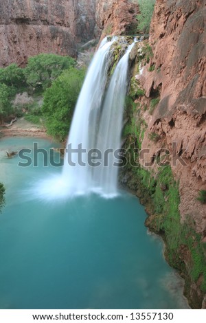 Famous natural landmark Havasu Falls, located on the Havasupai Indian Reservation, Arizona. America