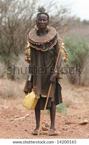 stock photo KENYA UNKNOWN A African Tribal Ethnic woman poses for a 