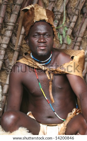 SOUTH AFRICA - UNKNOWN: A tribal shaman poses for a portrait in his hut in this undated image taken in South Africa.
