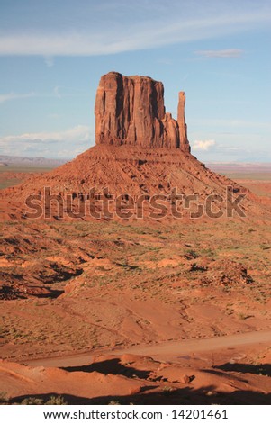 Monument Valley with the road which makes a loop-tour through the Park. Arizona. USA