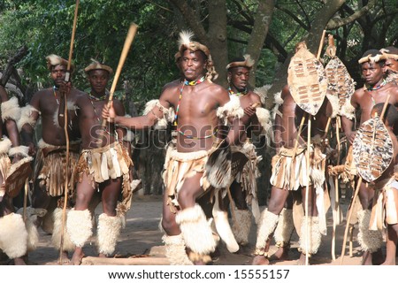 SOUTH AFRICA - DECEMBER 15: South African tribal group in ritual clothes. Great trekking December 15, 2005 in South Africa.