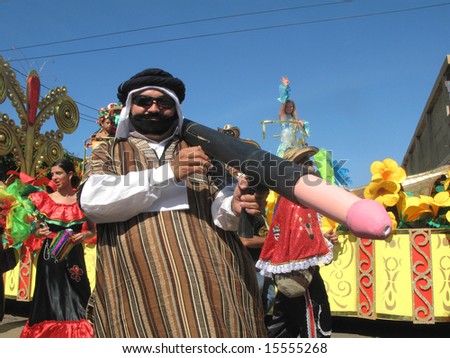 BARRANQUILLA, COLOMBIA- FEBRUARY 02: People in masquerades on carnival in the city of Barranquilla. Barranquilla\'s Carnaval February 02, 2008 in Colombia.