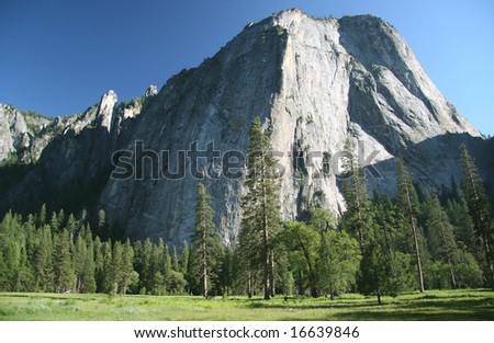 Giant granite block shaped by glaciers. Yosemite national park. California. USA