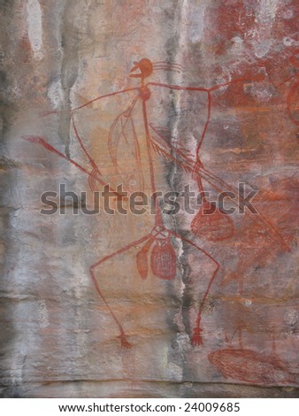 Aboriginal paintings on rock, Kakadu National Park, Northern Territory, Australia