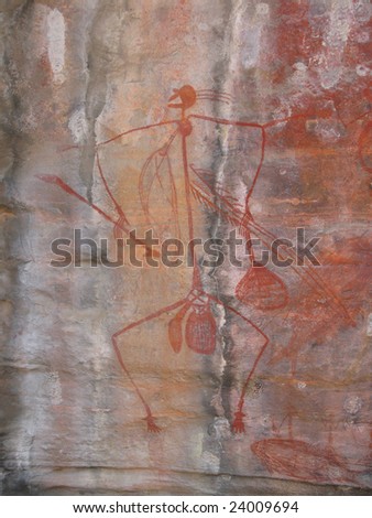 Aboriginal paintings on rock, Kakadu National Park, Northern Territory, Australia