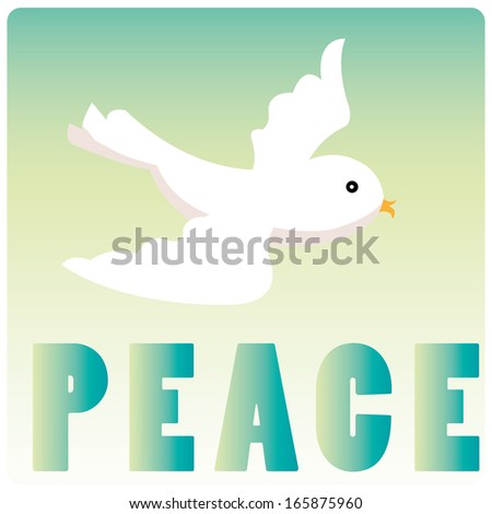 a white bird flying in the sky and peace