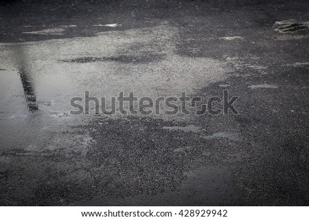 Wet asphalt, puddles