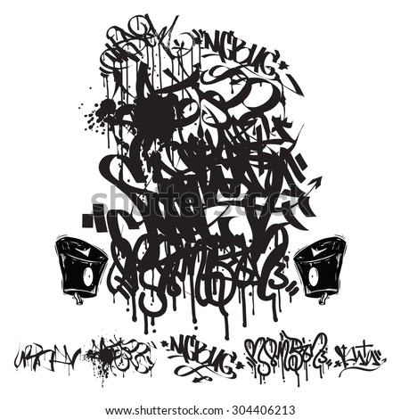 Graffiti marker tags - writing, grunge background