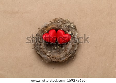 Souvenir hearts in the real bird\'s nest