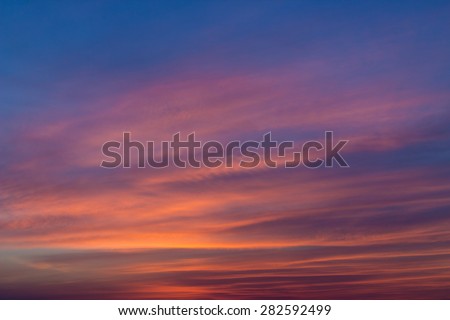 Beautiful landscape dawn sky with reflection in the clouds with sunlight
