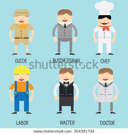 Vector illustration of people different professions. Minimalistic flat design