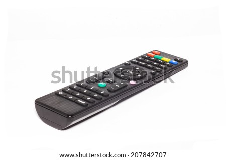 Tv remote control on white background.