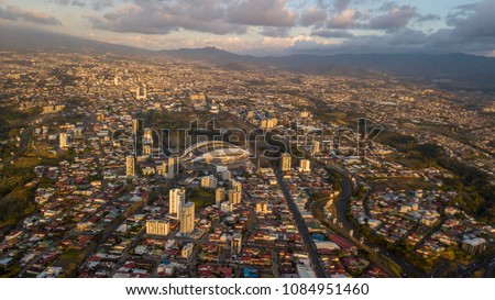 Beautiful aerial view of the Sabana, San Jose, Costa Rica
