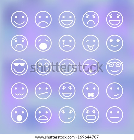 Icons set of smiley faces for mobile application interface isolated vector illustration Icons set of smiley faces for mobile application interface isolated vector illustration