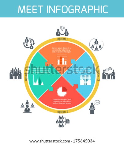 Business meeting puzzle infographics presentation design elements vector illustration