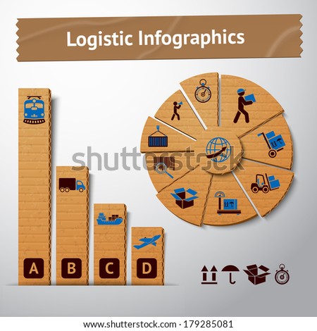 Logistic transportation service cardboard infographics elements for charts and graphs vector illustration Logistic transportation service cardboard infographics elements for charts and graphs vector illustration