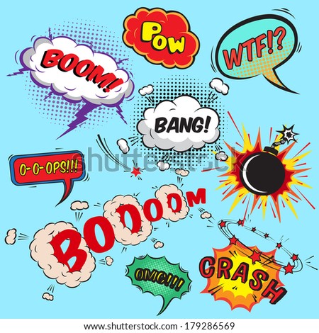 Comic speech bubbles design elements collection isolated vector illustration Comic speech bubbles design elements collection isolated vector illustration