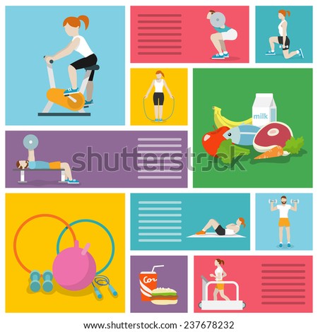 People in gym sport workout exercises decorative icons set isolated  illustration