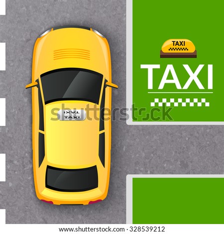 Public transportation company taxicab in the street top view from above flat pictogram abstract vector illustration