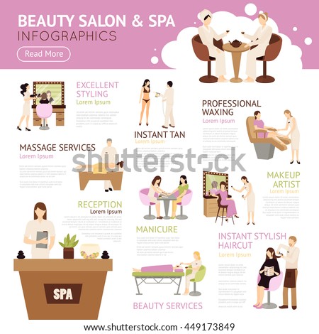 Beauty Salon Spa People Infographics vector illustration