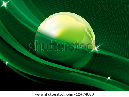 Sphere and abstraction in green tone