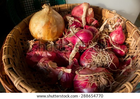 onion in basket light when sunset